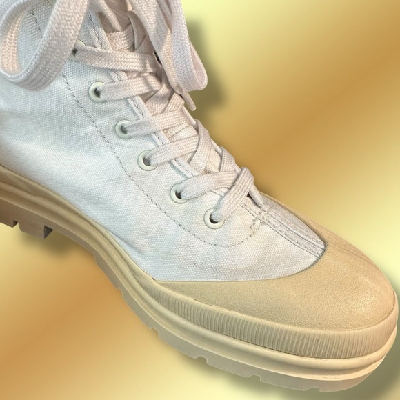 Everlane Women’s Cotton Canvas Gum Sole Utility Boot in White & Cream Size 8.5 - Picture 13 of 16